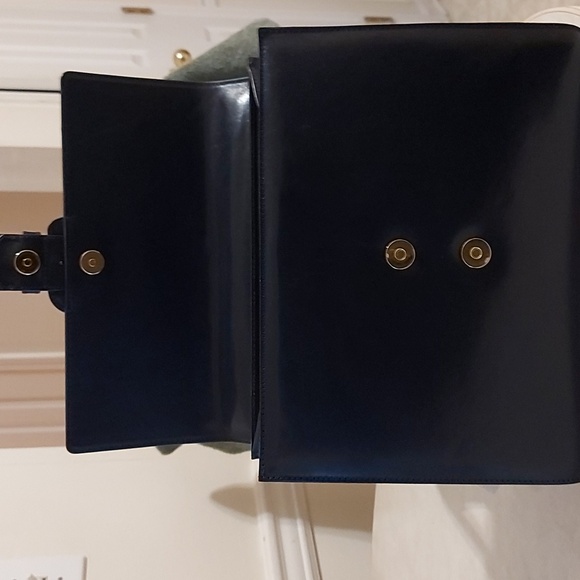 Brahmin Medium Francine Navy Blue Topsail Genuine Leather Handbag - Picture 7 of 12